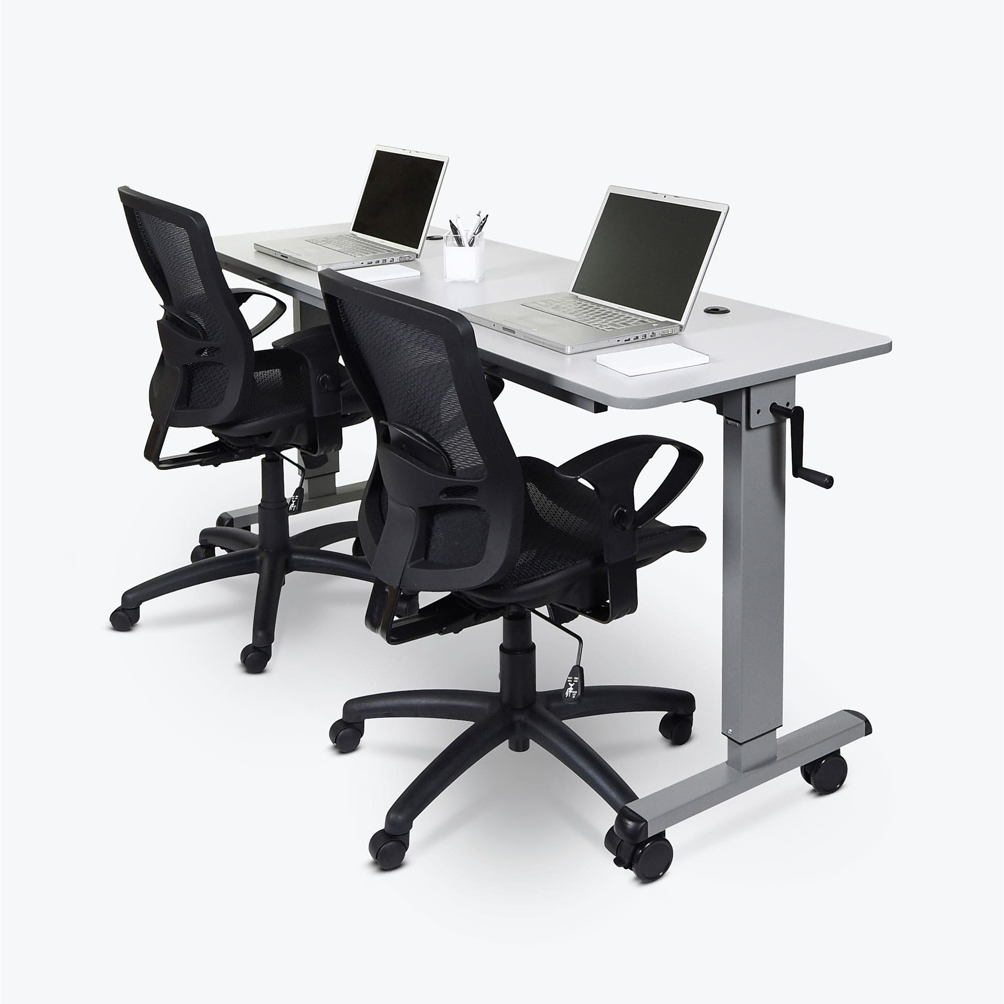 Luxor Adjustable Flip-Top Table — 60in., Crank Handle, 30in. to 45.25in. Height, Locking Casters, Model# STAND-NESTC-60